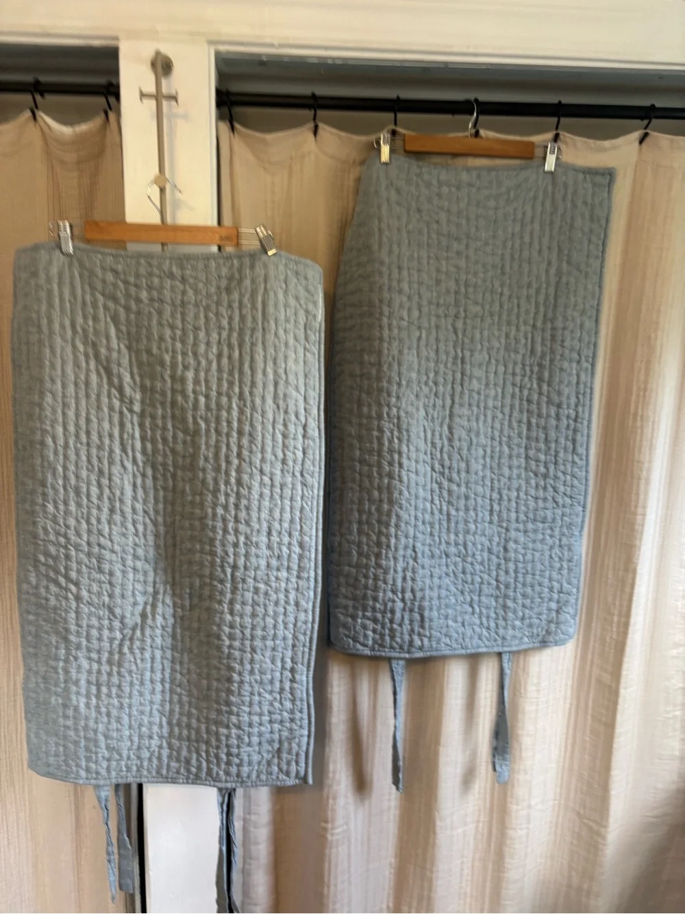 Pair of Pottery Barn Pick Stitch Cotton Linen Shams- King- Chambray